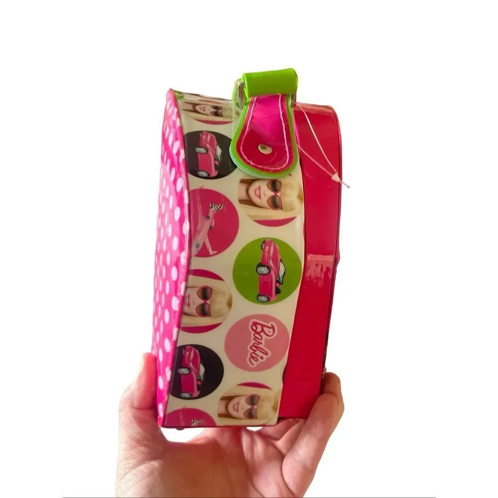 Mattell 2011 Pink Green Barbie Travel Storage Makeup With Mirror Carrying Case